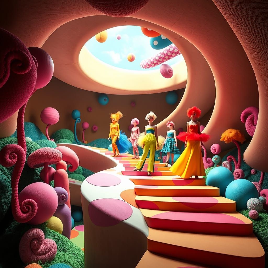 Surreal Dr. Seuss Fashion Show Unfolds on Whimsical Spiral S...