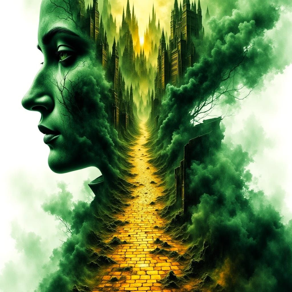 Surreal Wizard's Emerald City on Golden Brick Road