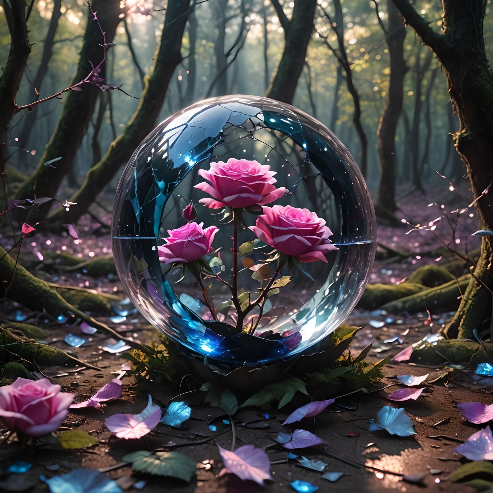 Rose Awakens in Magical Forest Orb