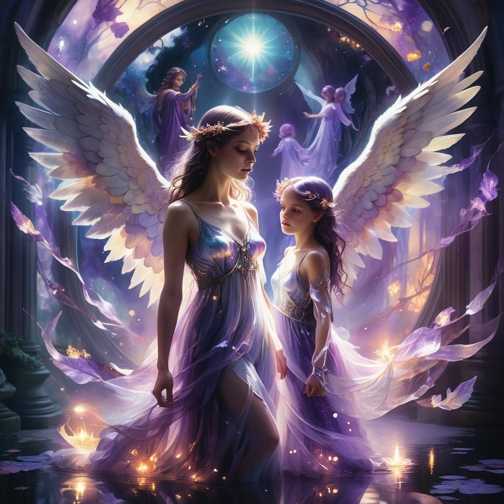 Angelic Demon Double Exposure in Dark Fantasy Style