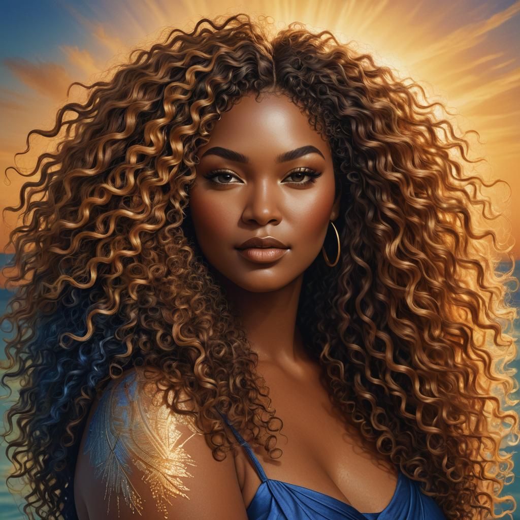 Radiant Plus-Sized Woman in Dramatic 3D Rendering