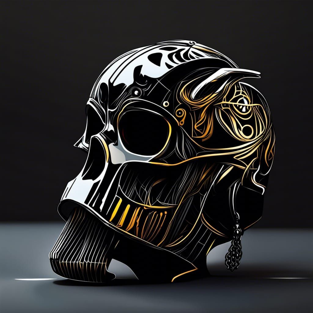 Skull-Inspired Black Helmet with Ears Design