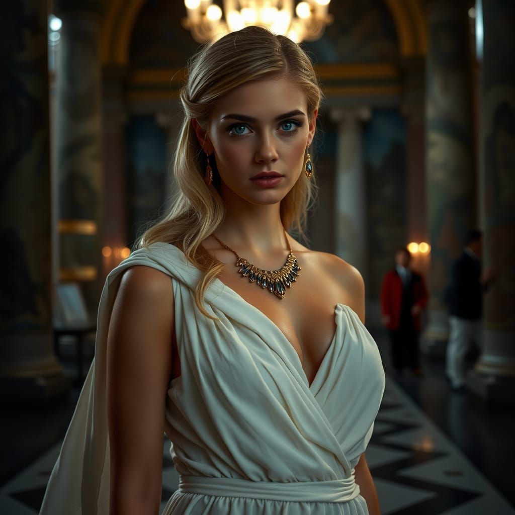 Roman Woman in Villa, Cinematic Lighting