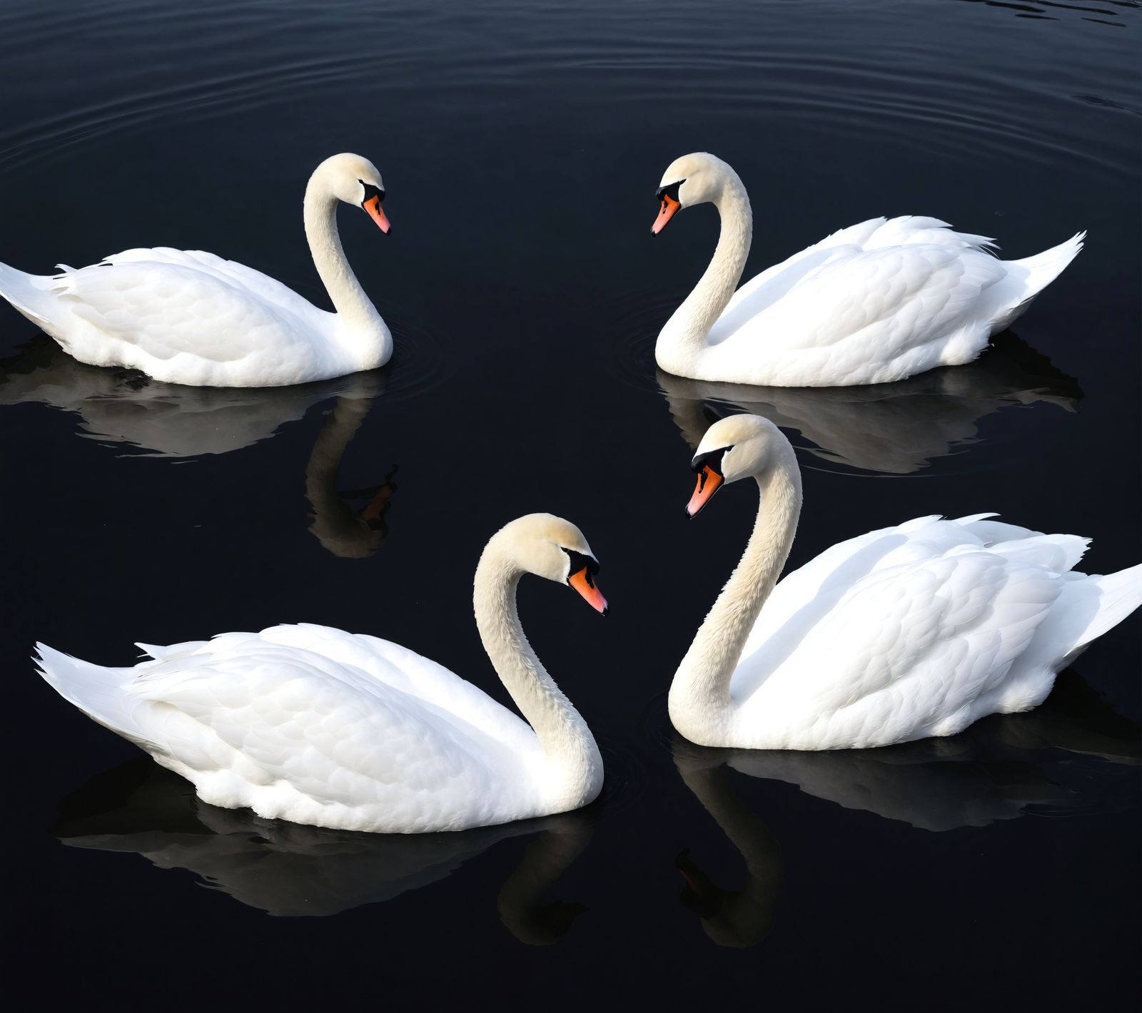 White Swans Reflecting Human Forms