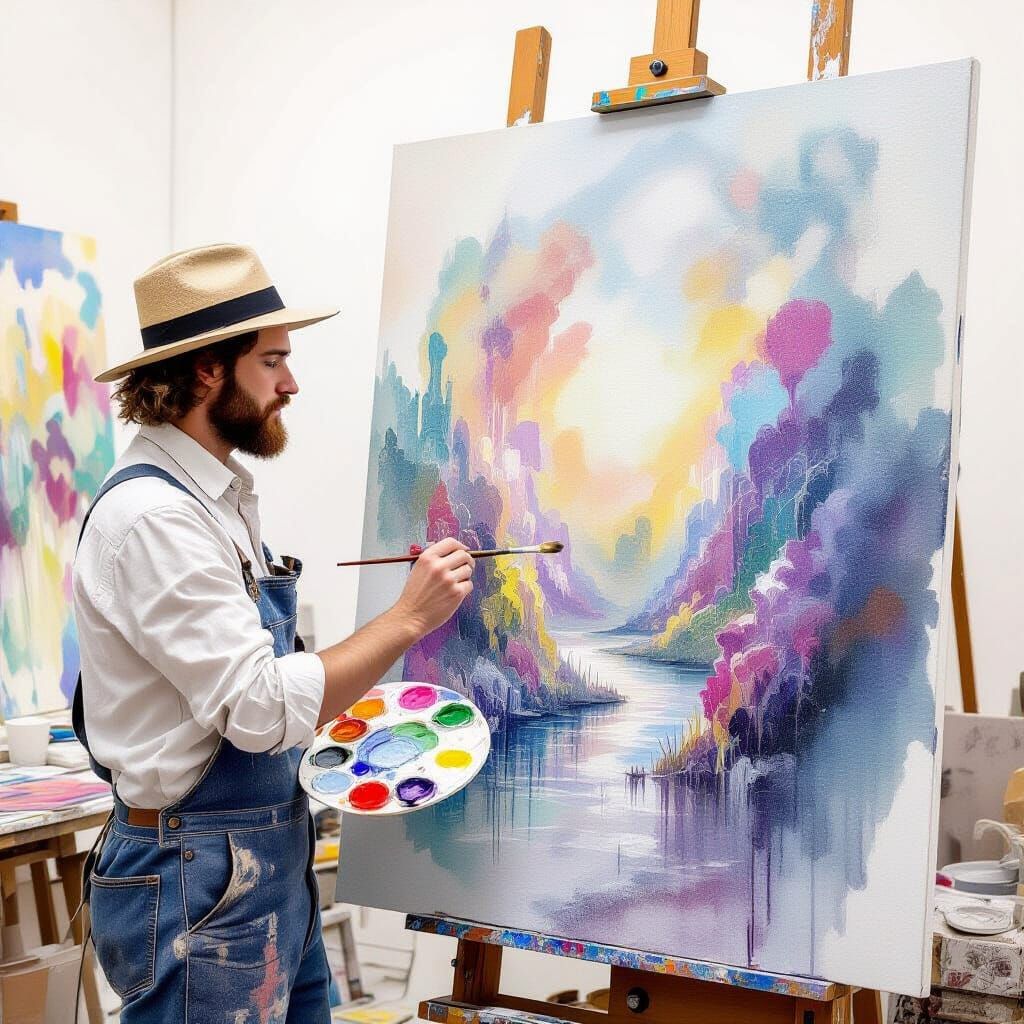 Watercolor Painting Harmoniously Combining Chaos and Beauty