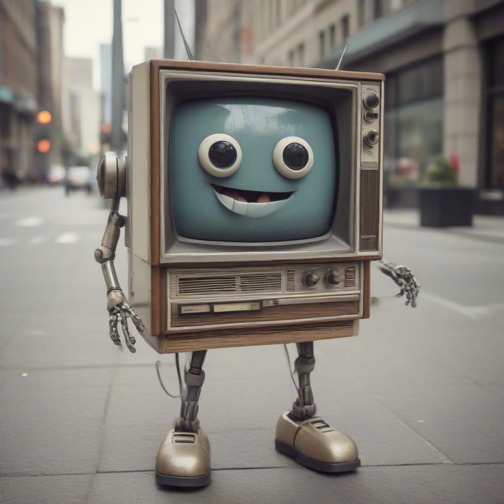 Retro TV Chaos Unleashed in Downtown Streets