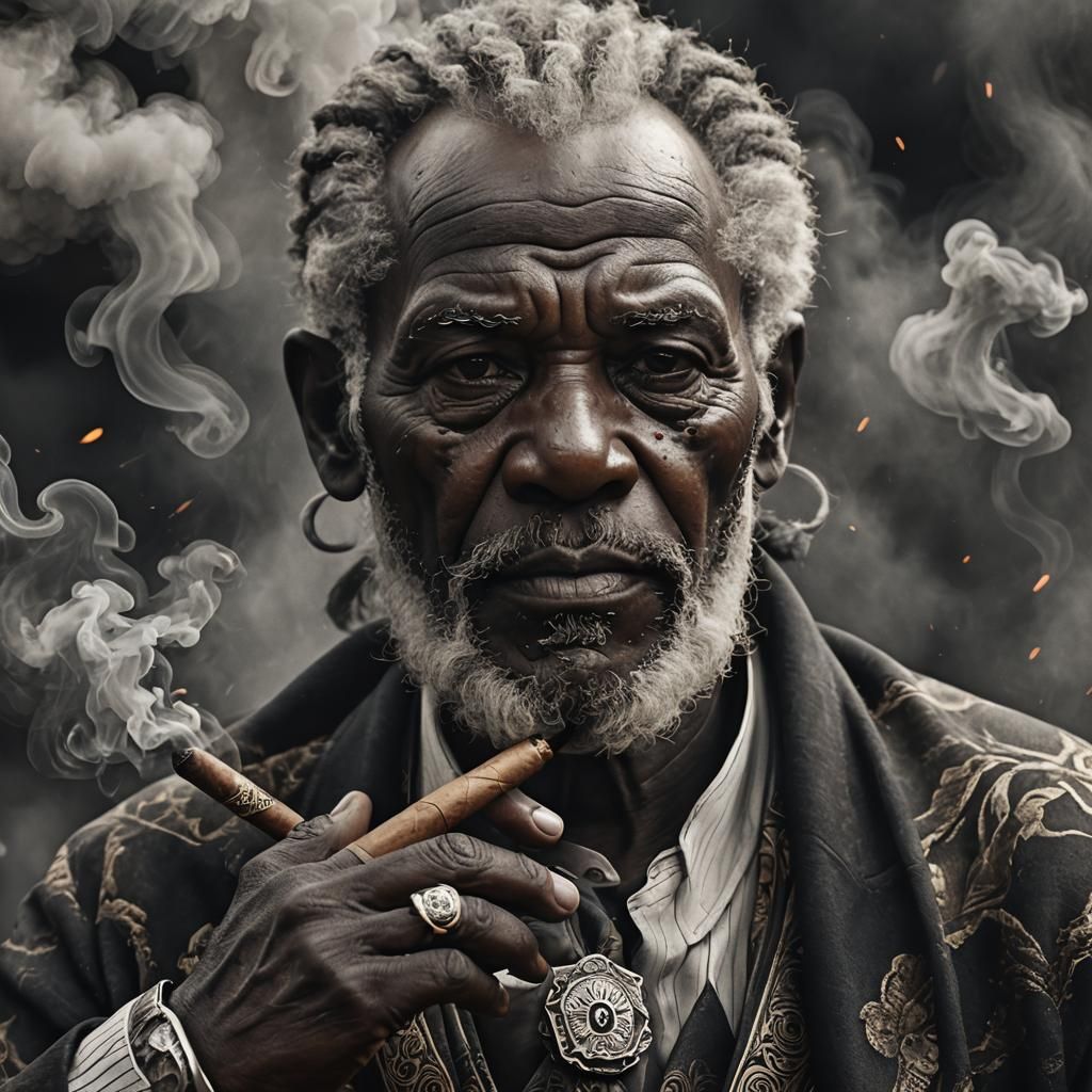 Detailed Black and White Portrait of African Man