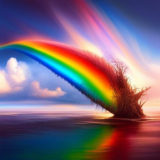 Hyperrealistic Rainbow Splash Art: Somewhere Over