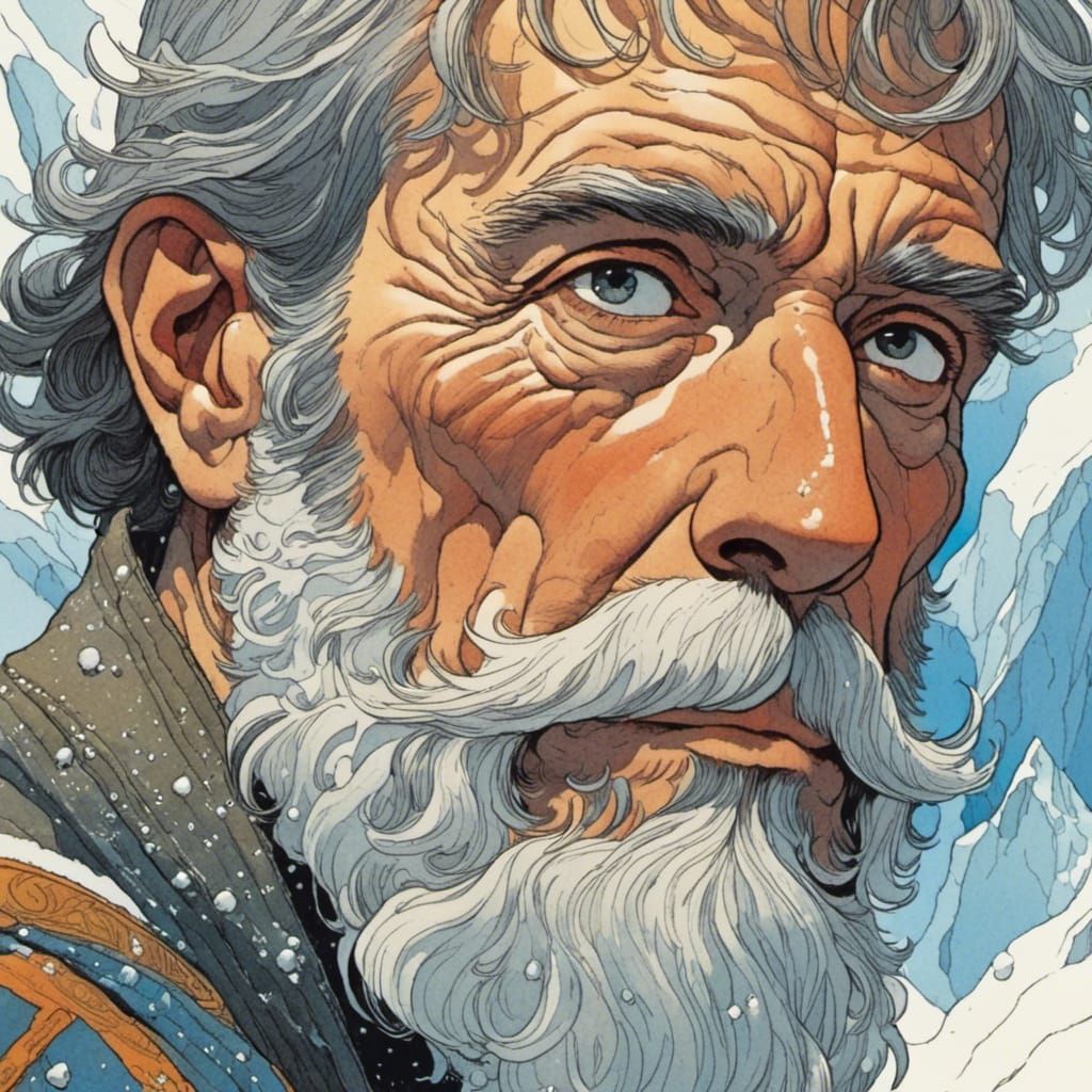 Frozen Beard Portrait: Close-Up of a Man