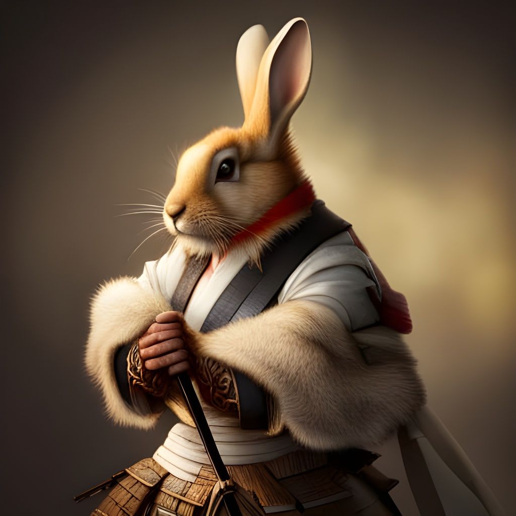 Translucent Samurai Rabbit with Sword