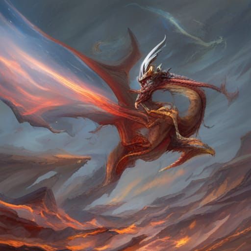 Majestic Fire Dragon in Fiery Landscape
