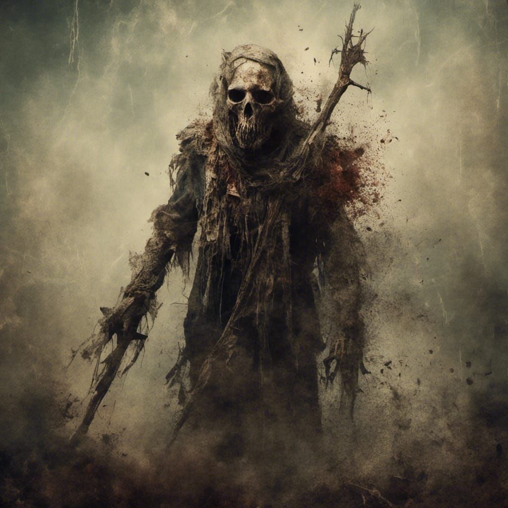 Terrifying Scarred Man in Dark Anime Style