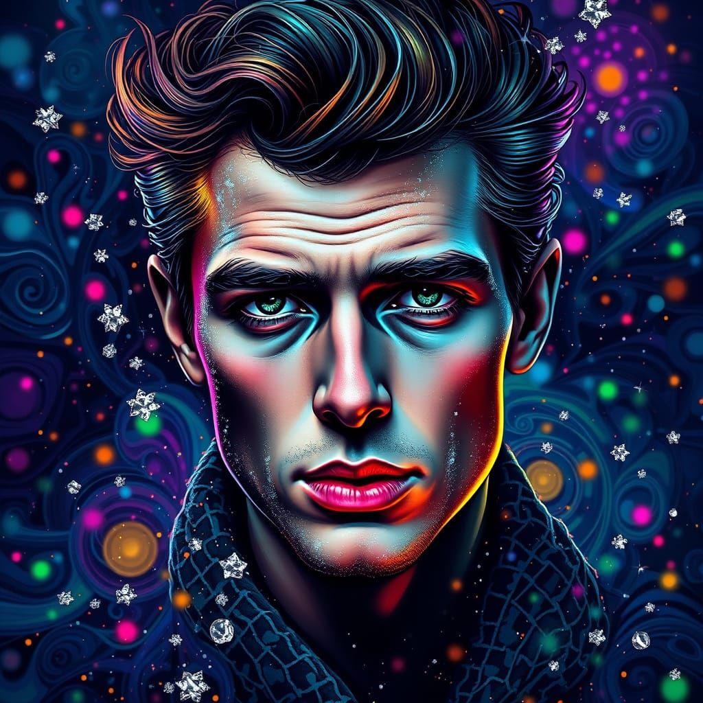 Rainbow Kiss: James Dean in Vibrant, Fantastical Detail