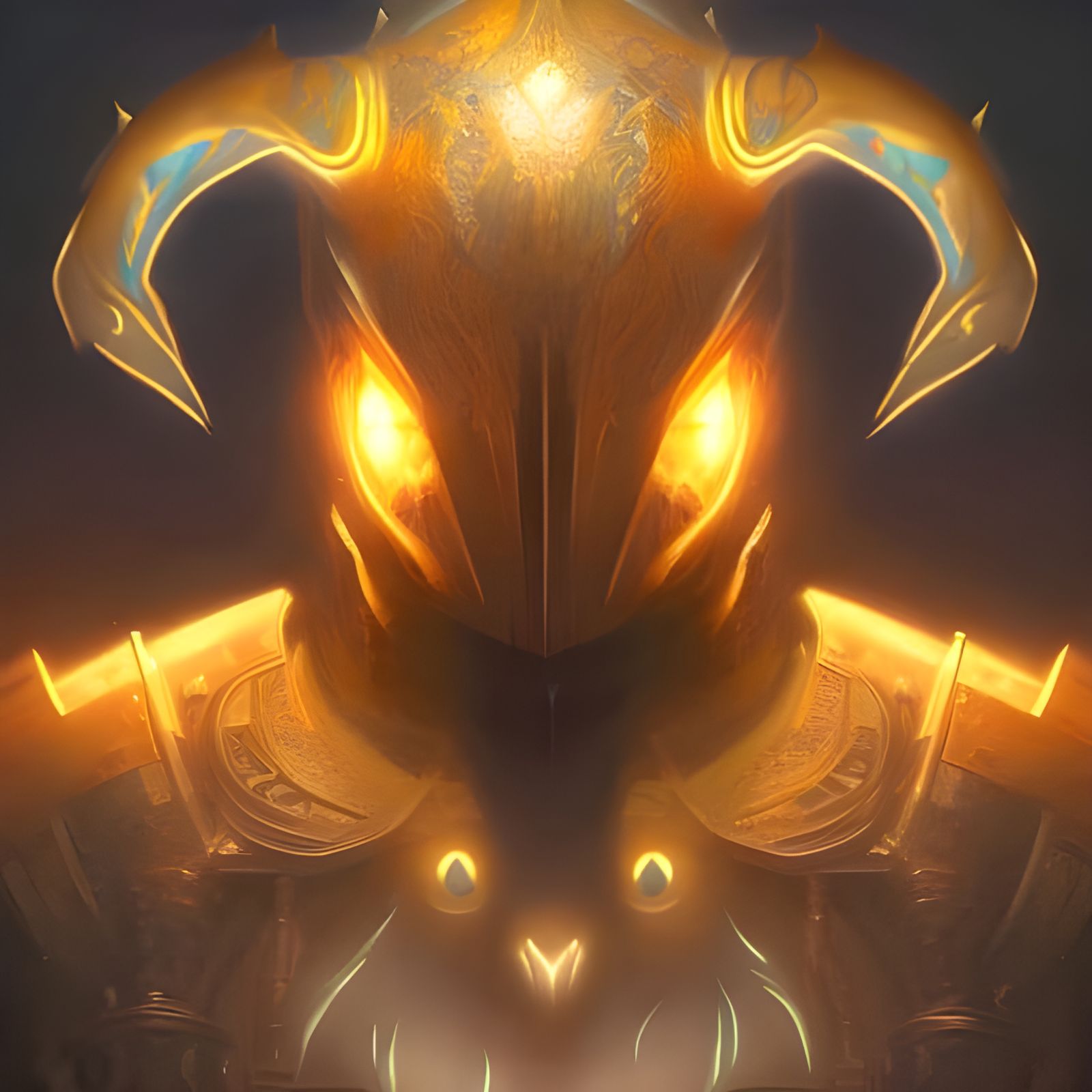 Intricate Knight with Glowing Eyes, Fantasy Art
