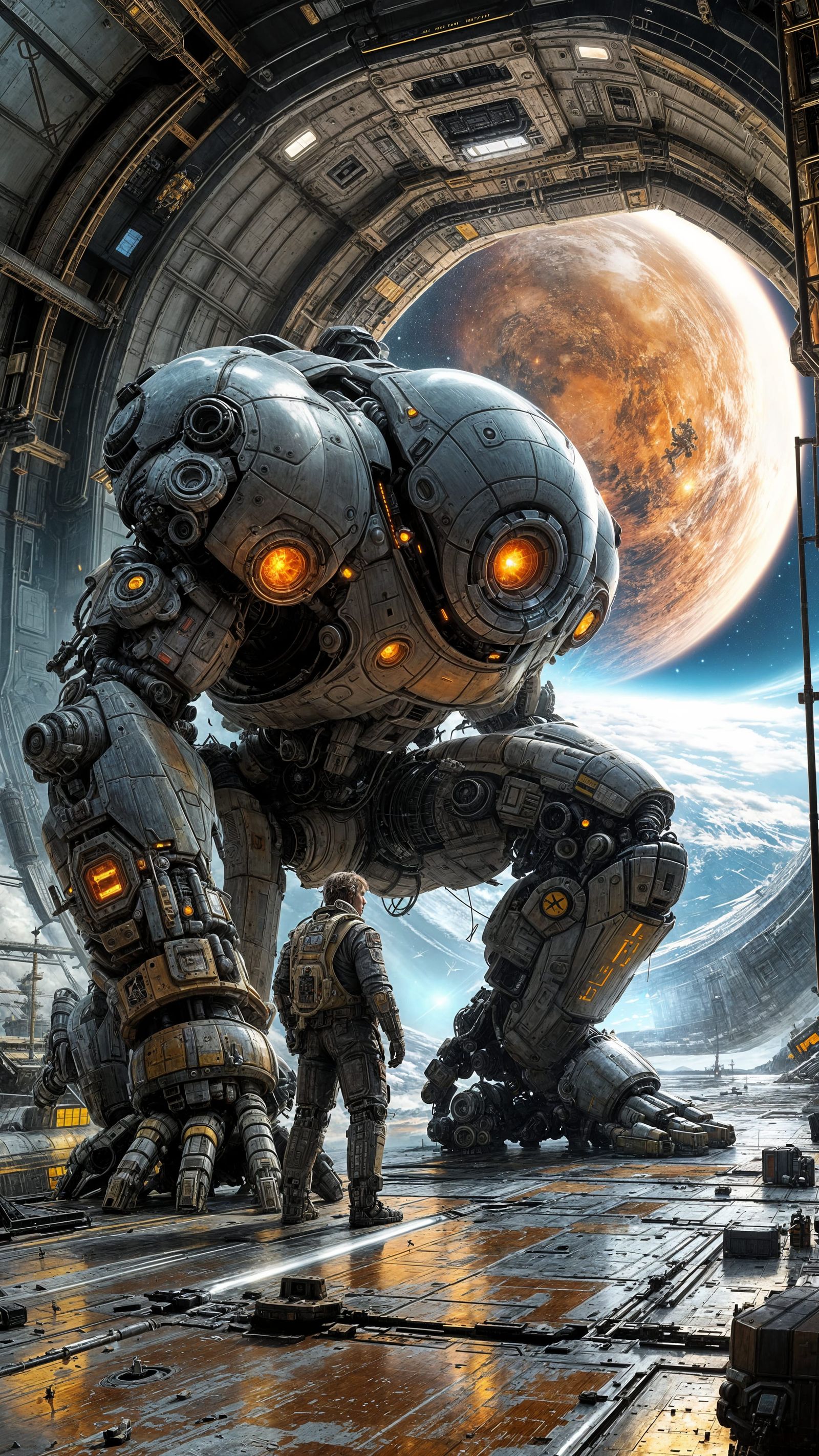 Classic Sci-Fi Mech Battle in Space