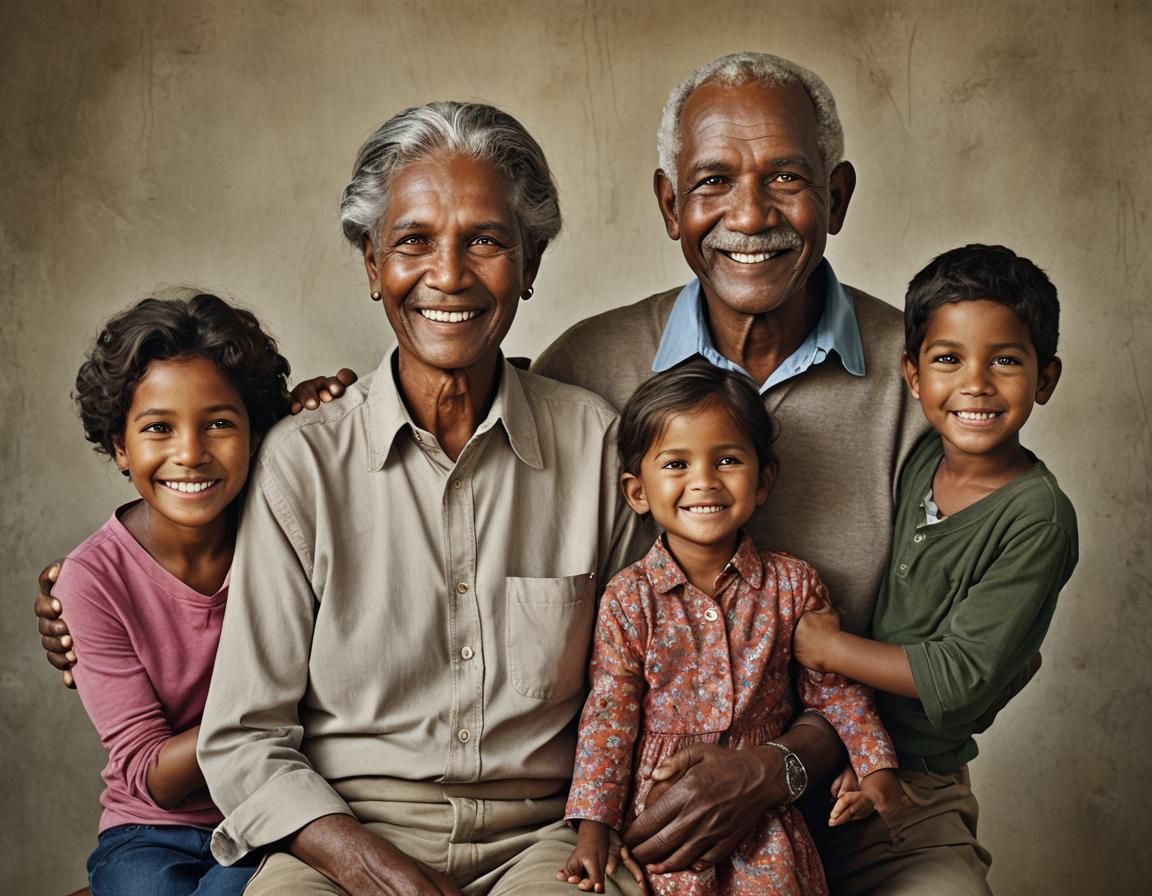 Family Portrait with Joyful Smiles and Bokeh