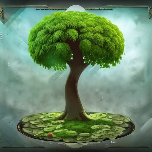 Fantastical Money Tree in Detailed Matte Painting