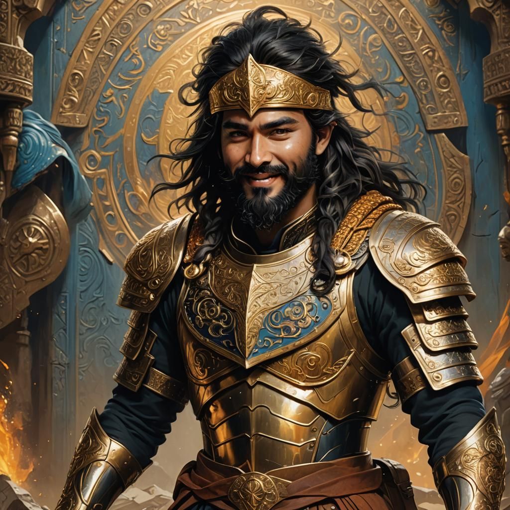 Golden Warrior in Fantasy Combat Uniform