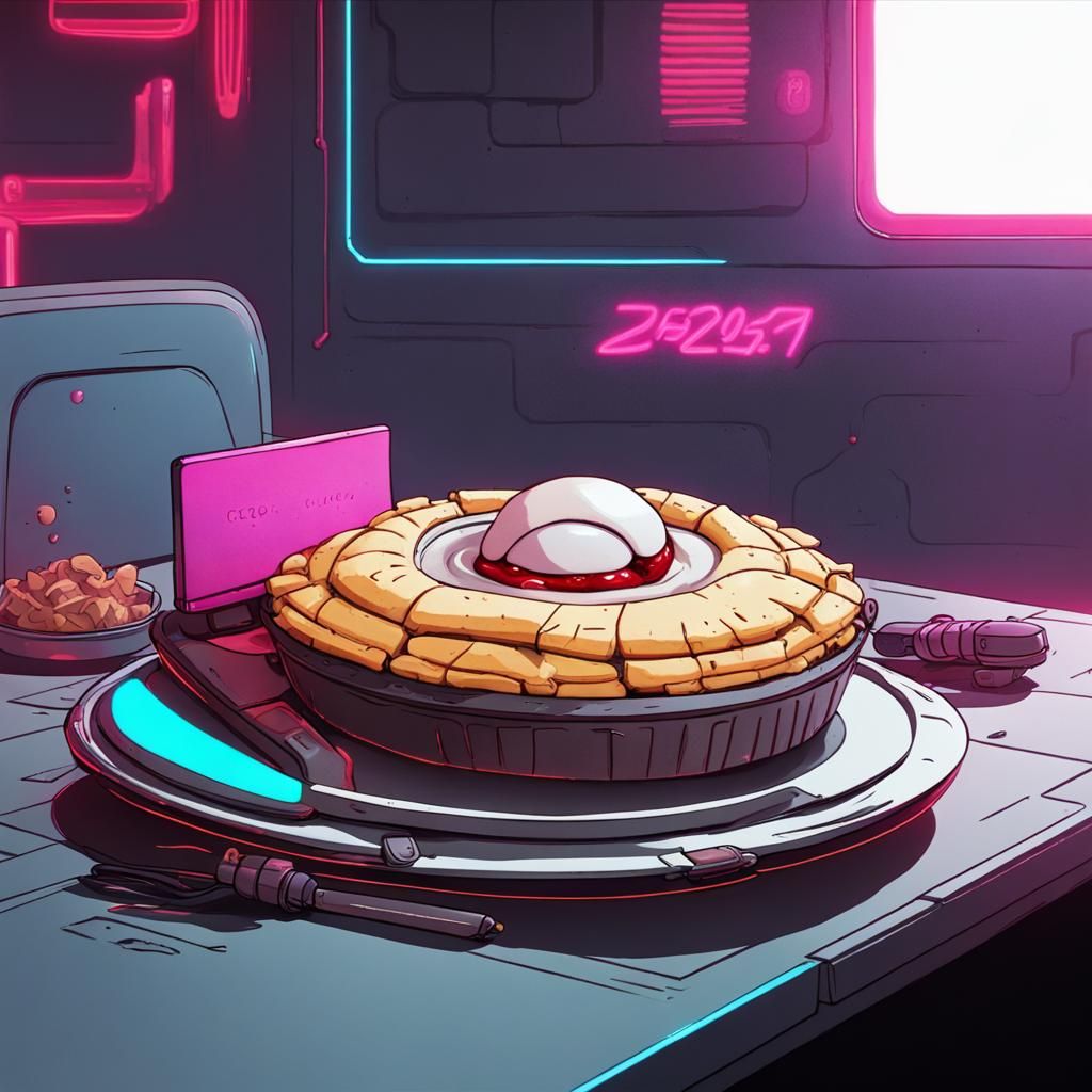 Cyborg Pie in Cyberpunk Style