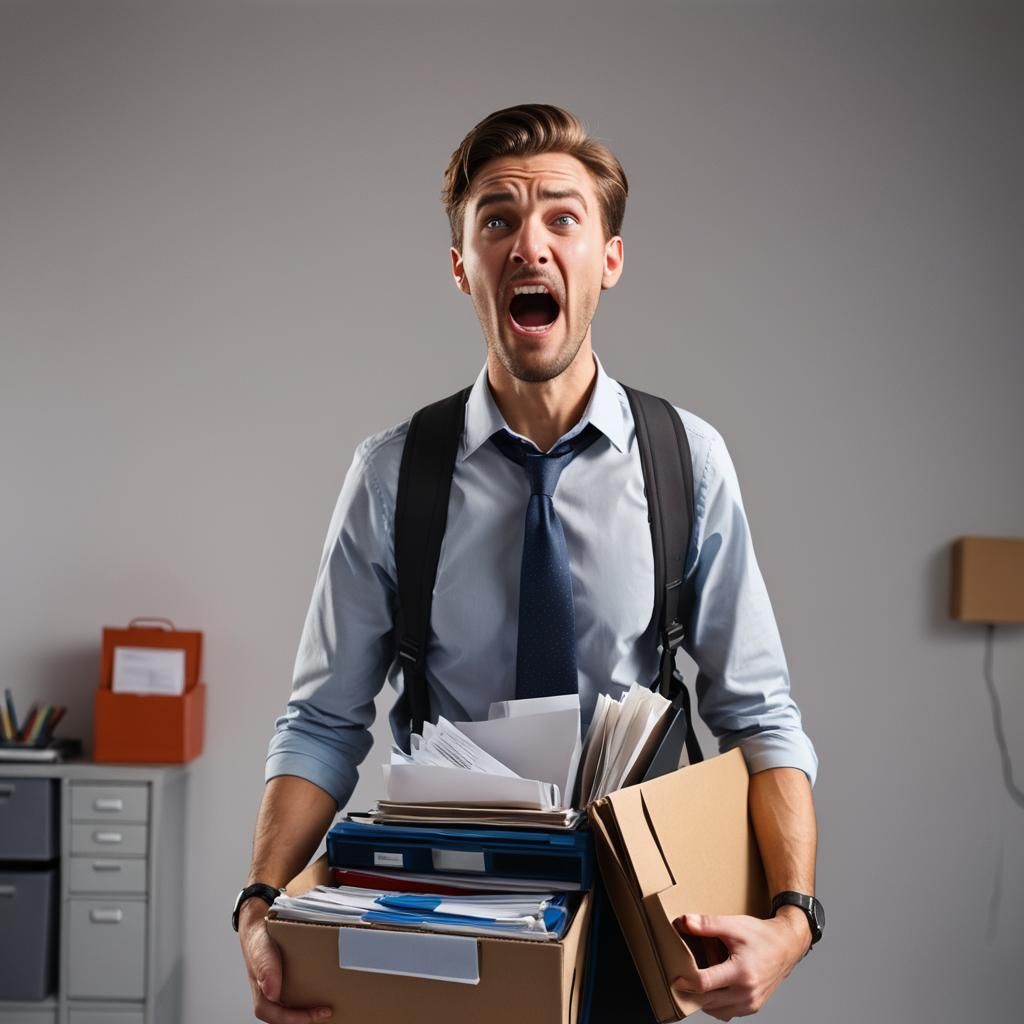 Office Worker Sneezes in Photorealistic Portrait