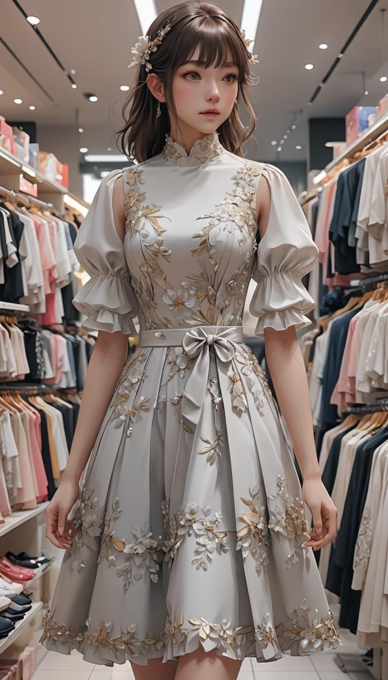 Anime Girl Shopping: 3D Art Inspiration