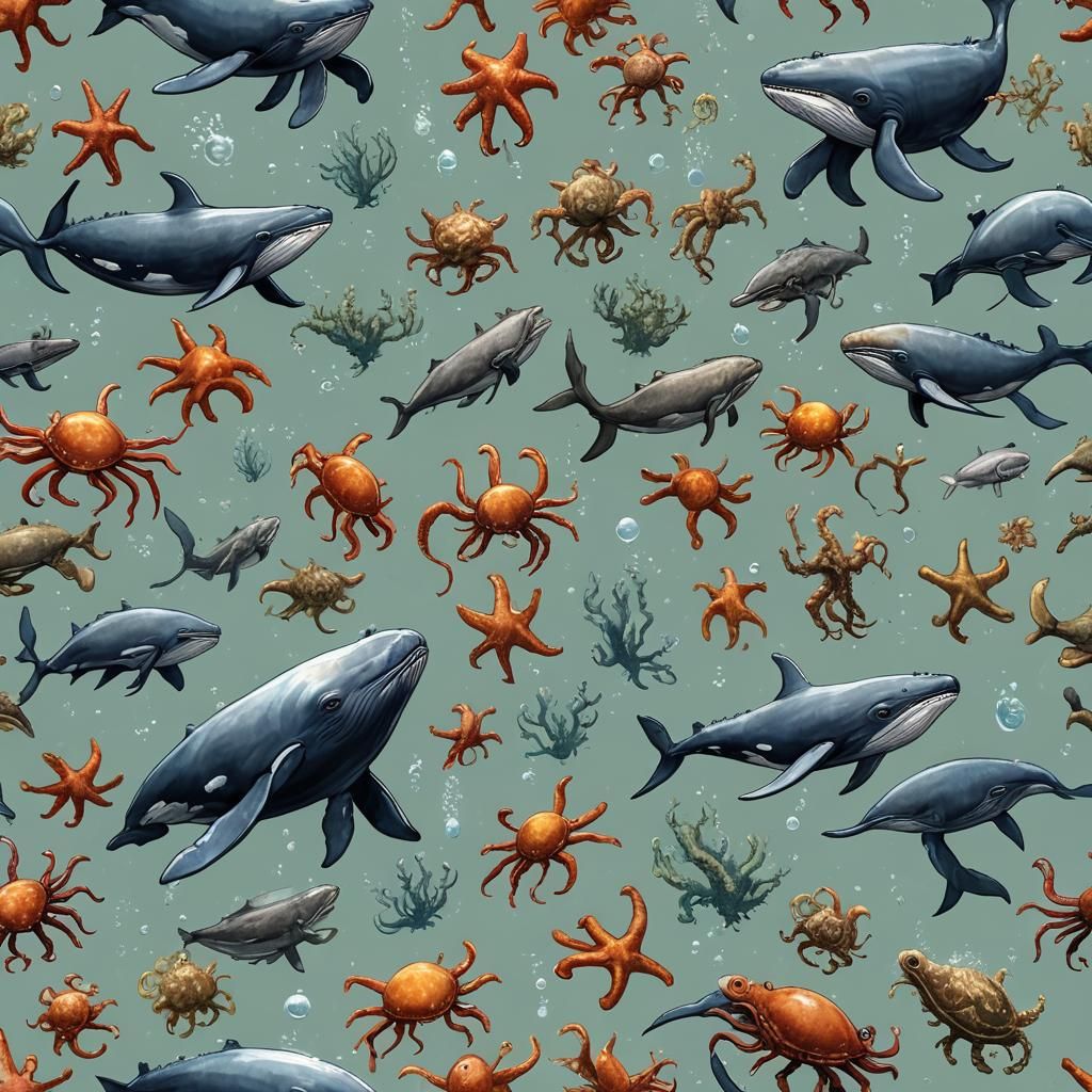 Cute Aquatic Hybrid: Whale, Crab, Starfish, Octopus