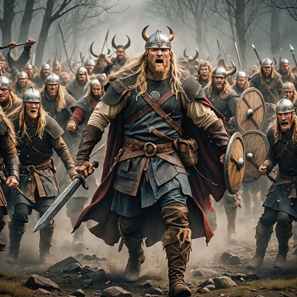Viking Leader in War Outfit Ready for Battle