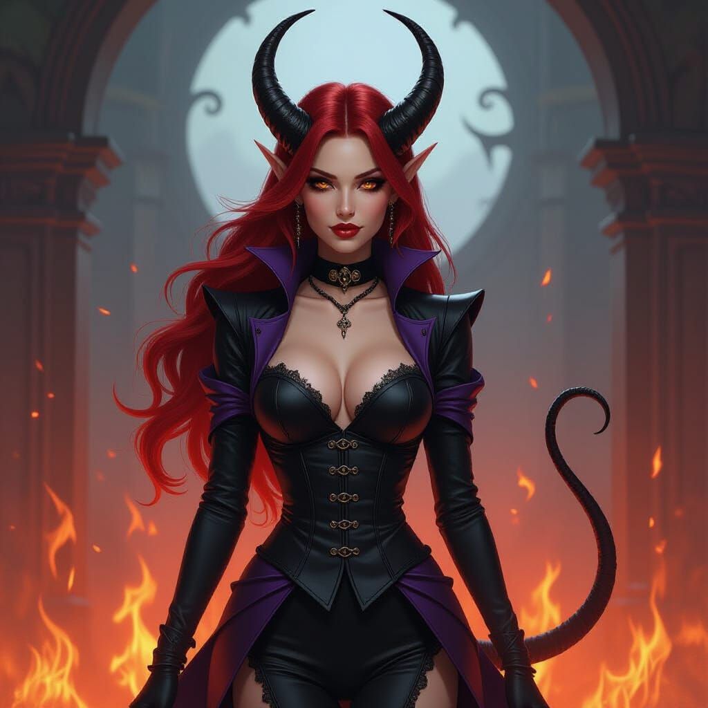 Veyra: Scarlet Demon in Dark Fantasy Style