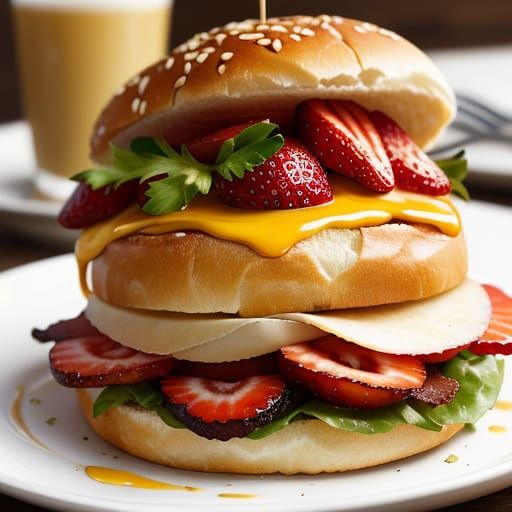 Bacon and Strawberry Sandwich in Golden Hour Lighting
