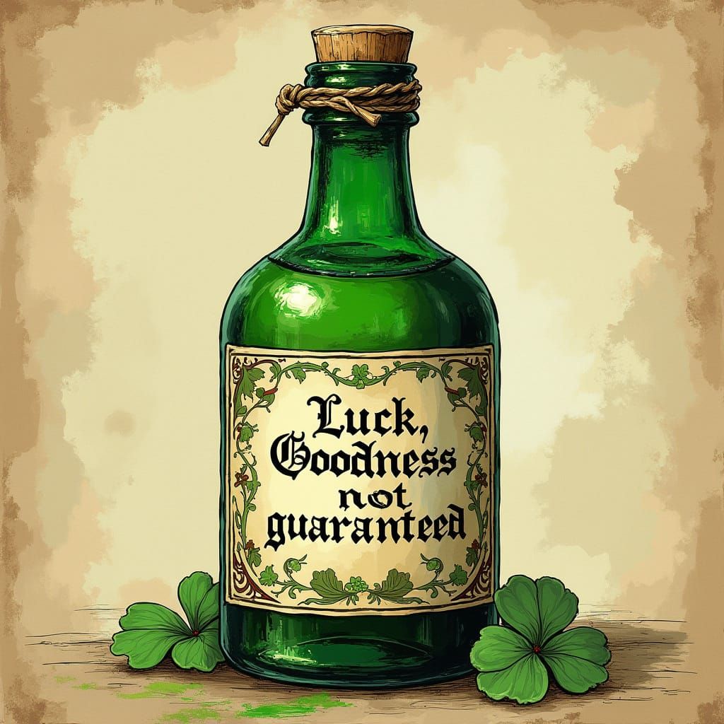 Mystical Alchemist Tends a Green Bottle in a Medieval Settin...