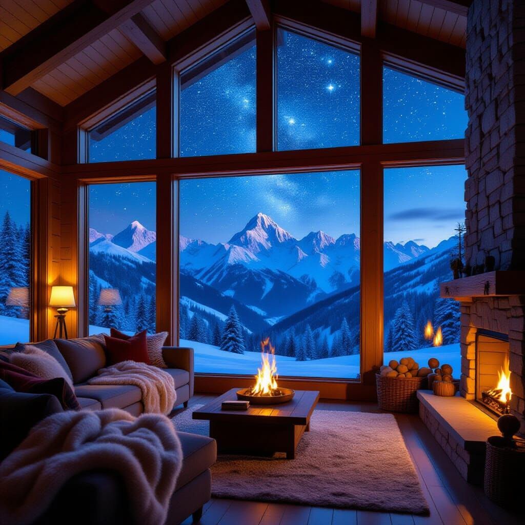 Cozy Mountain Lodge Under Starry Andes Sky