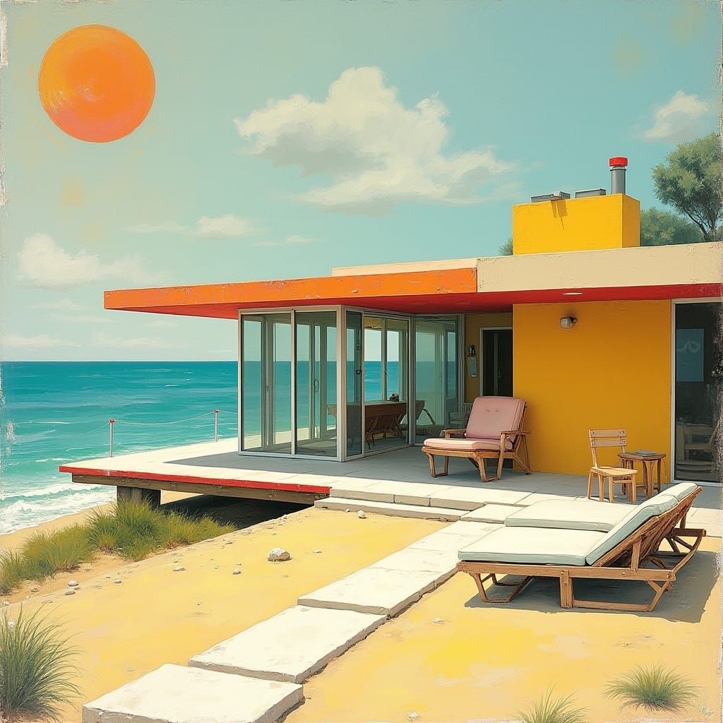 Malibu Beach House in Bold, Abstract Expressionist Style