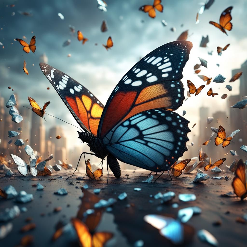Shattered Butterfly: Detailed Matte Painting