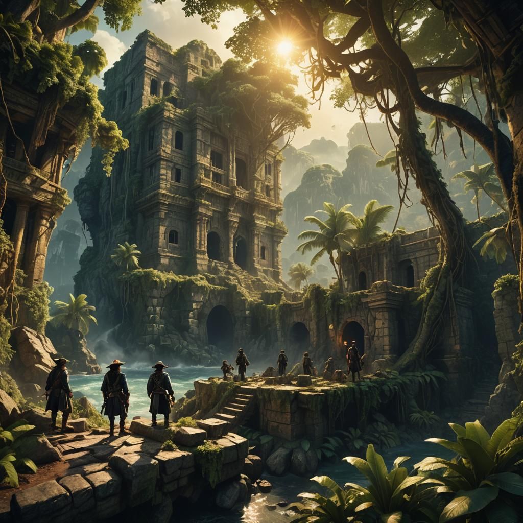 Pirates Discover Treasure in Jungle Ruins