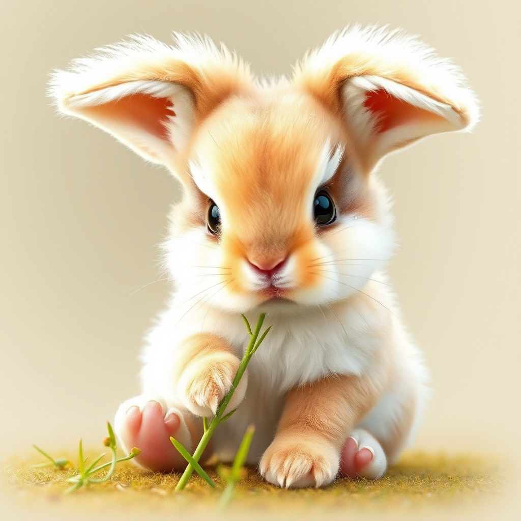 Fluffy Baby Bunny Kit in Watercolor Style