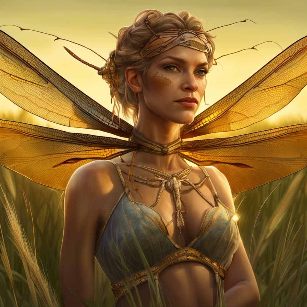 Dragonfly Queen Portrait in Hyperdetailed Fantasy Style