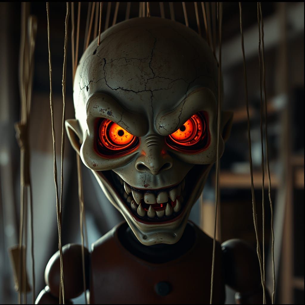 Cursed Puppet: A Dark Realism Portrait