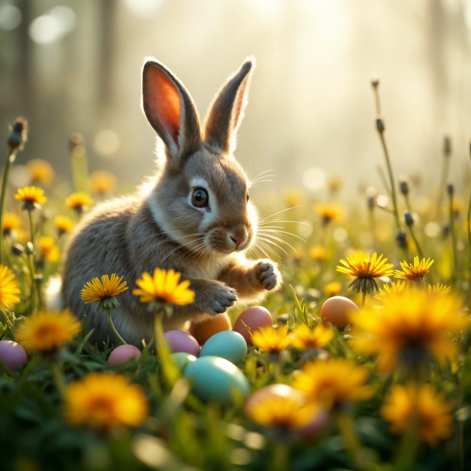 Easter Bunny Amidst Dazzling Dandelions