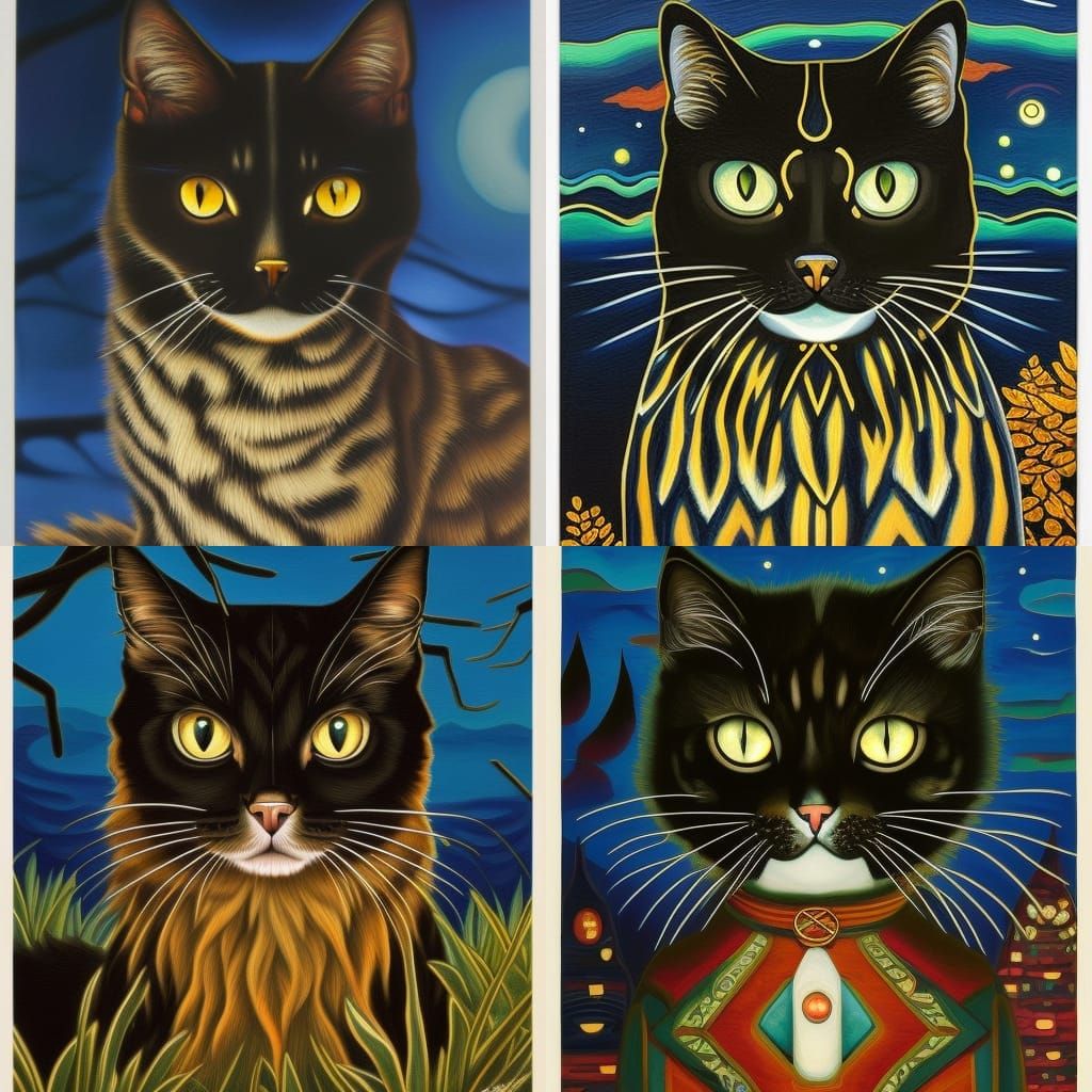 Chibi Cat Under Moonlight: Digital Art