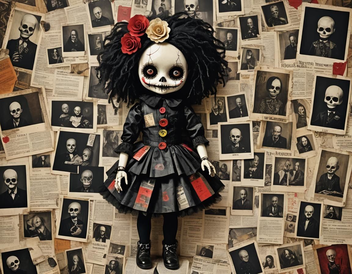 Nightmare Doll in Gothic Fashion, McKean-Inspired Collage