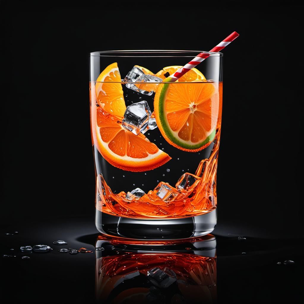 Vibrant Cocktail in Rocks Glass, Photorealistic Studio Shot