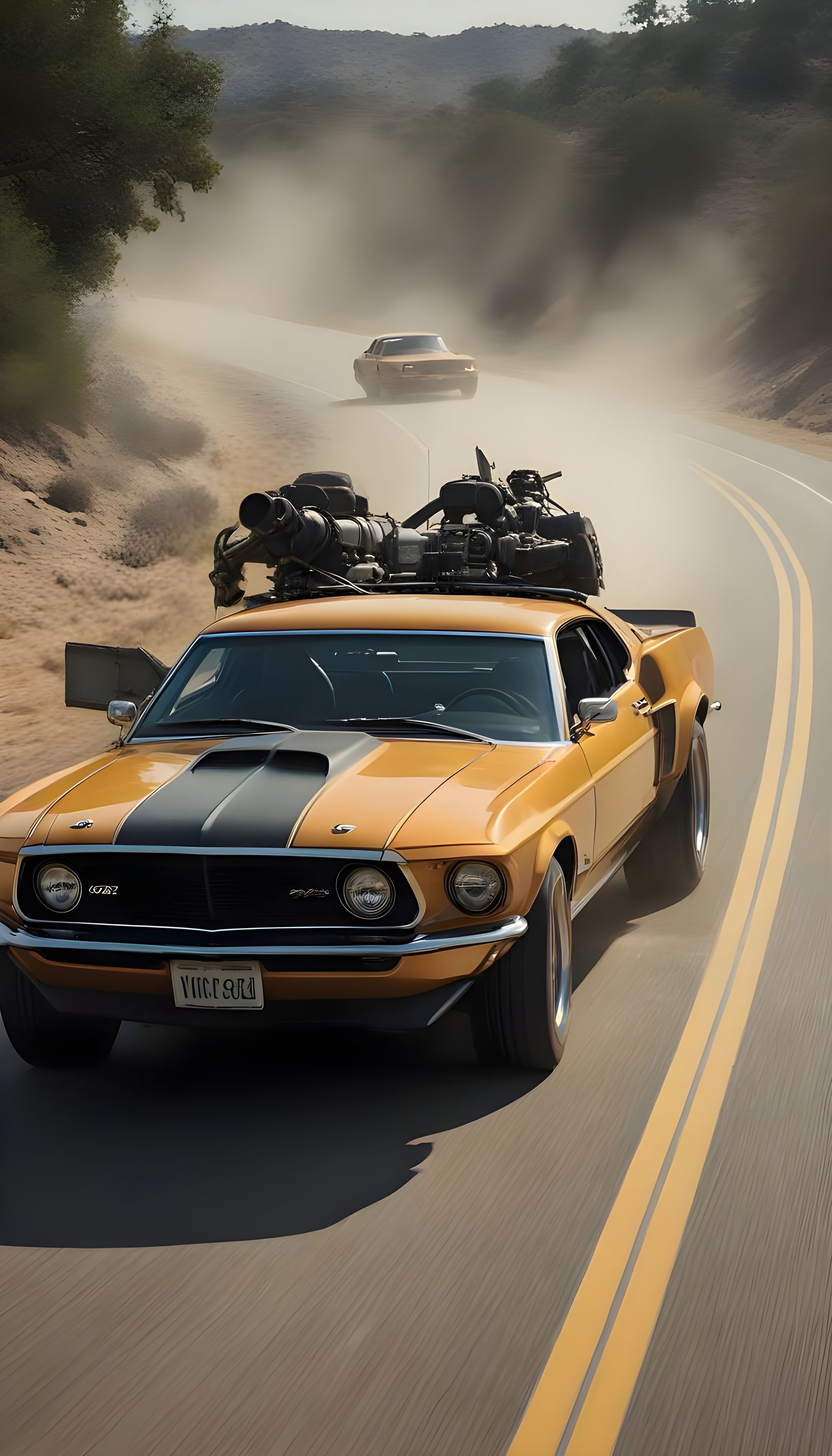 Epic Indian Sunset Chase in a Classic Muscle Car