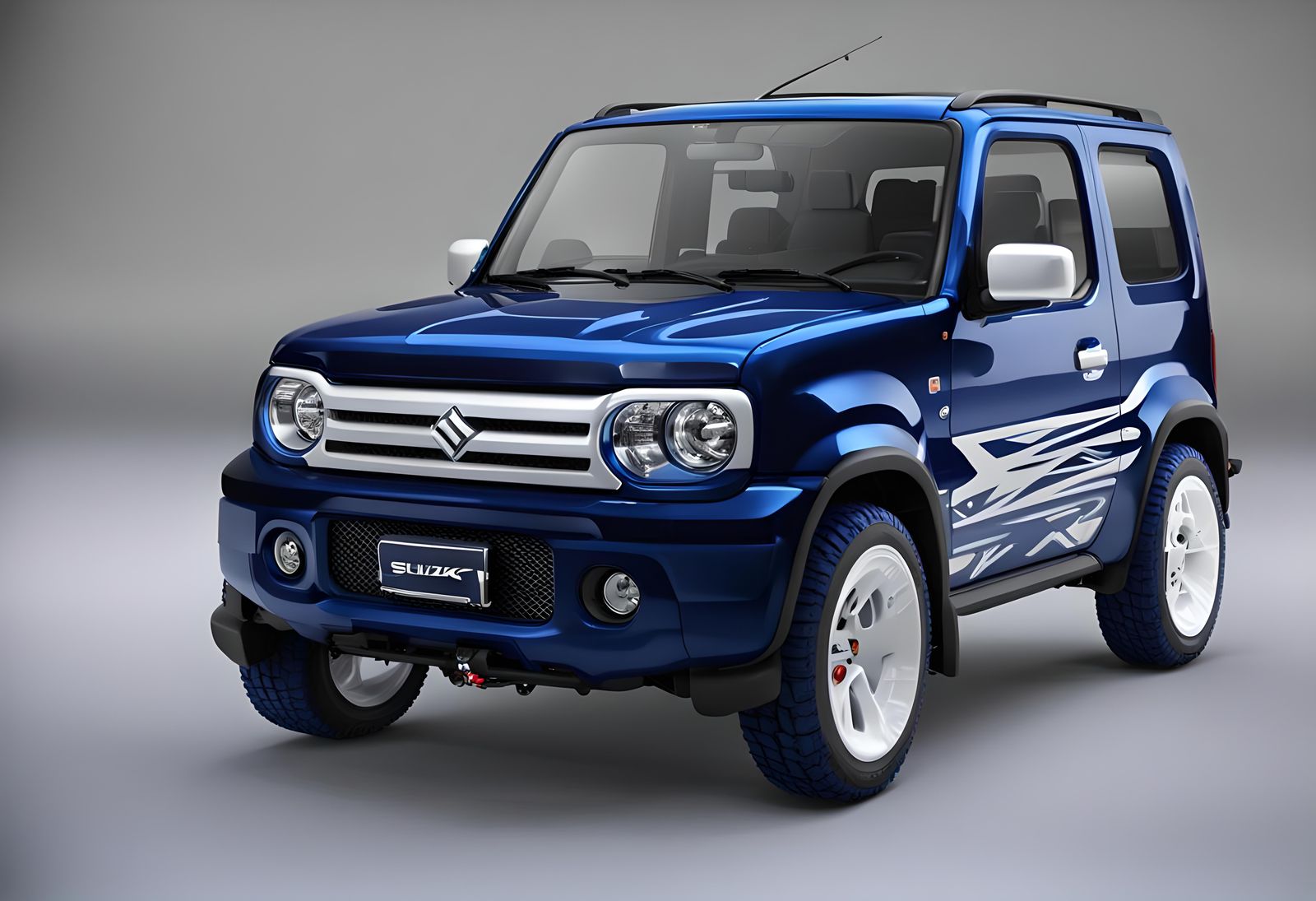 Customized Blue Suzuki Jimny with Tribal Decal