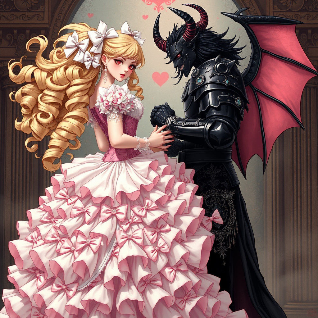 Demon King Buttons Bride's Wedding Dress
