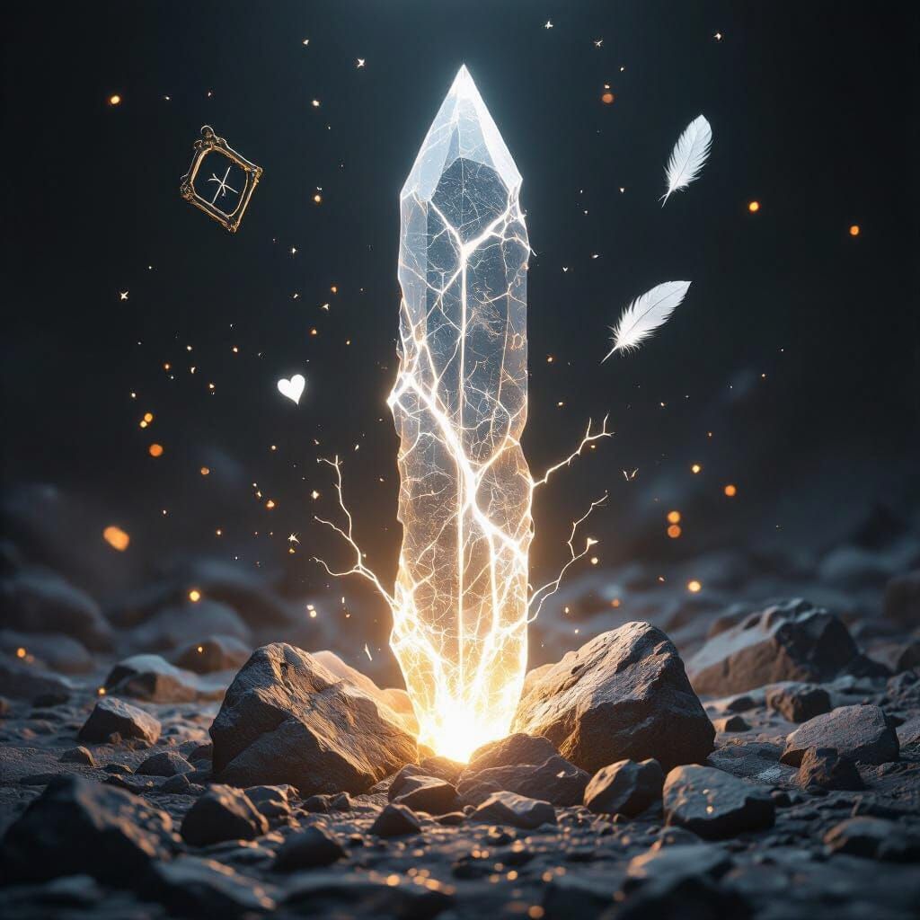 Crystal Blade of Truth Emerges from Stone