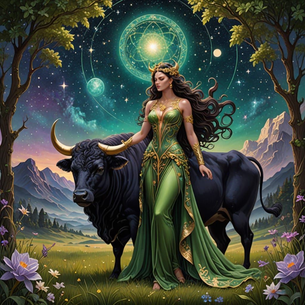 Surreal Cosmic Bull of Taurus Zodiac