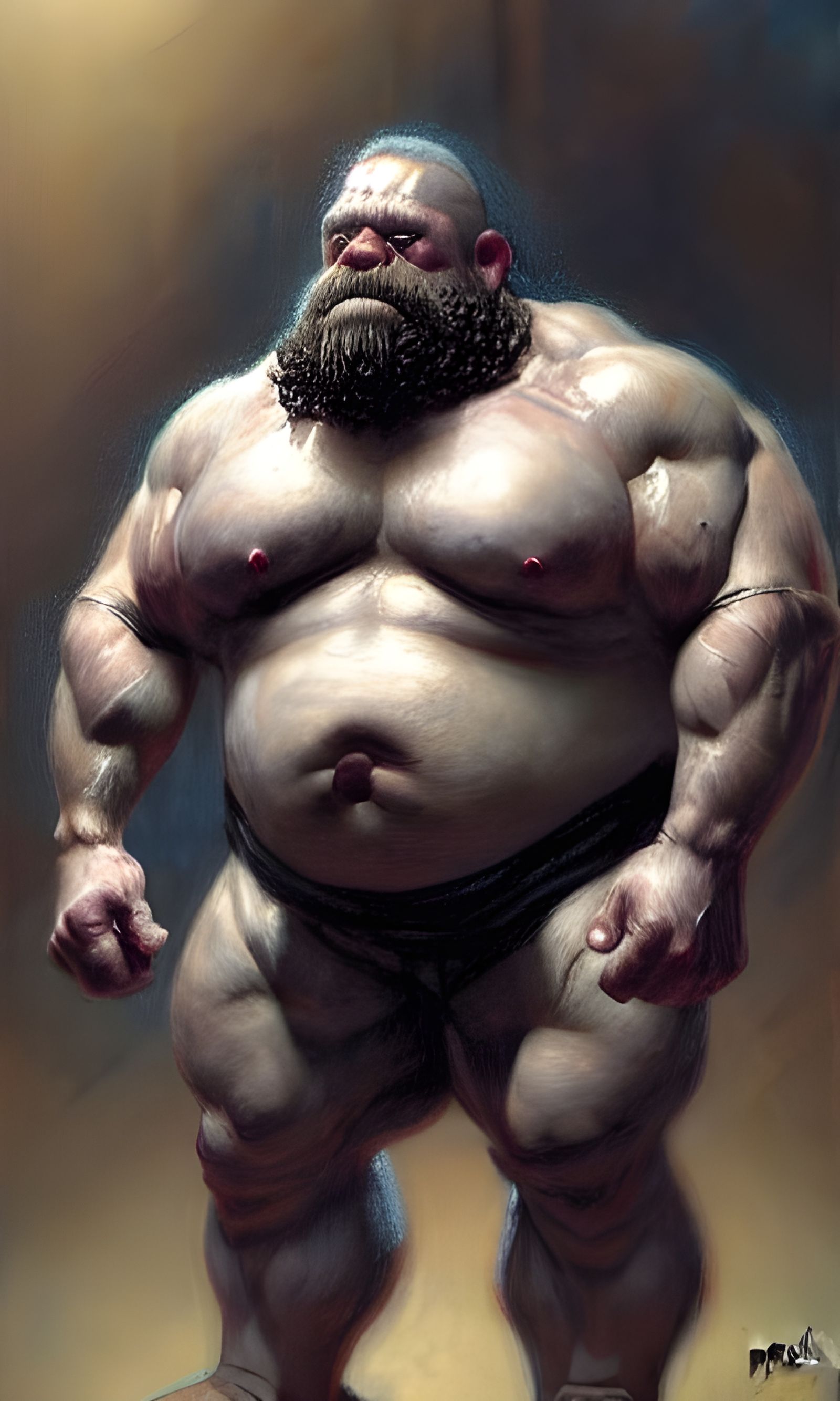 Grizzled Dwarf Bodybuilder Inspired by Lovecraft, Hyperreali...