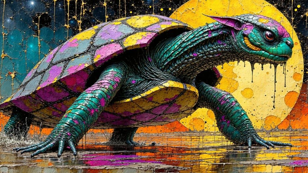 Ethereal Space Turtle in Majestic Negative Space