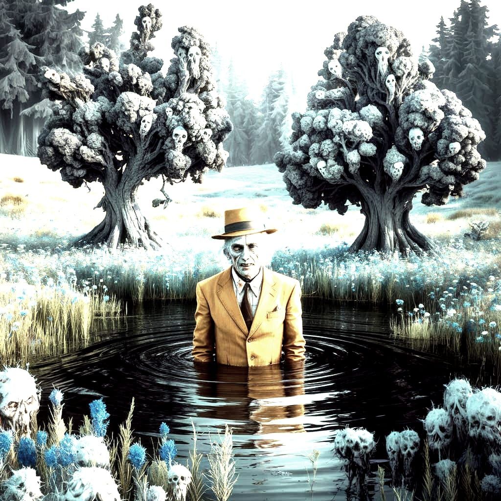 Creepy Old Man in Dream Landscape