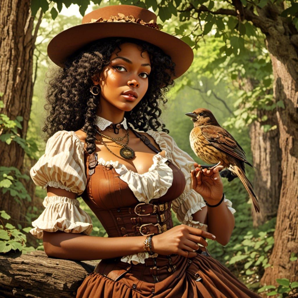 Steampunk Portrait of African American Woman